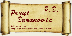 Prvul Dumanović vizit kartica